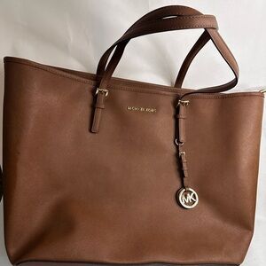 Michael Kors Brown Tote Bag in Saffiano Leather - HUGE and Stylish!